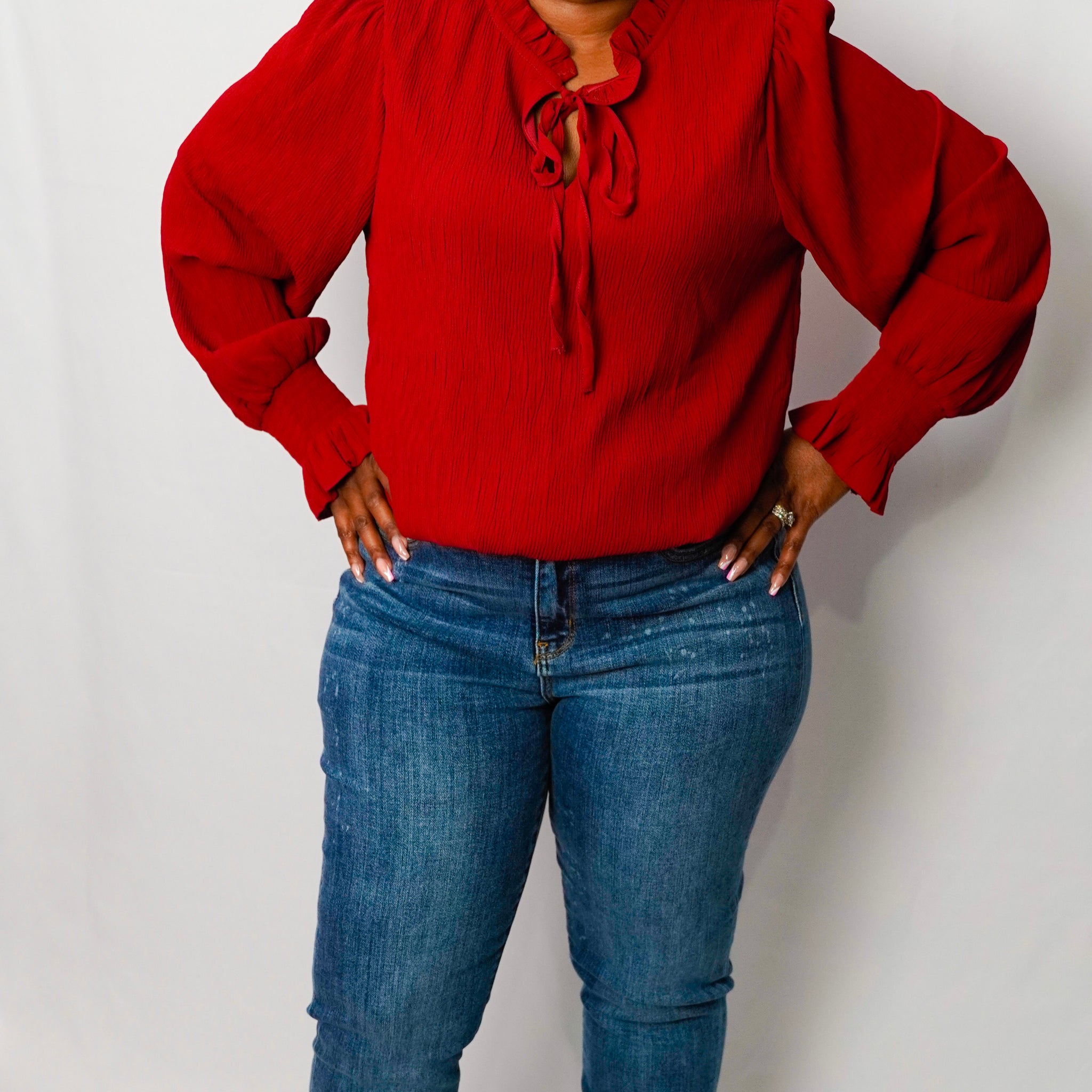 Red Keyhole Blouse