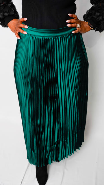 Emerald Pleated Maxi Skirt